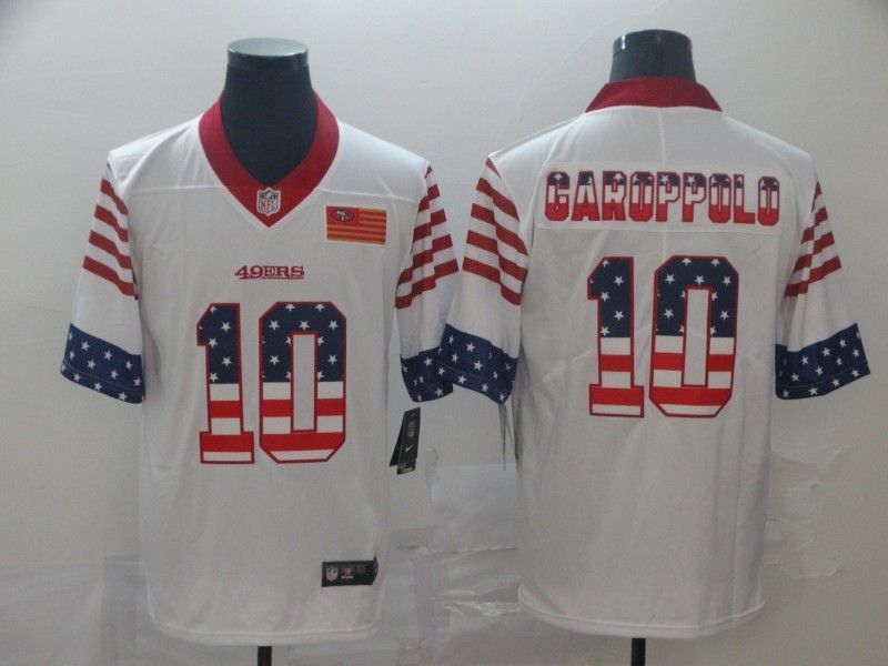 San Francisco 49ers Jimmy Garoppolo 10 American Flag 2020 Nfl White Jersey Jersey