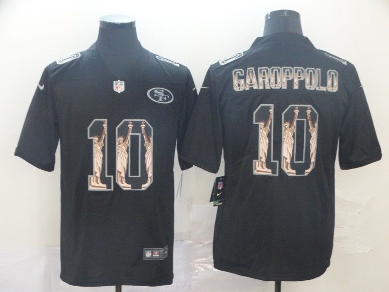 San Francisco 49ers Jimmy Garoppolo 10 Statue Of Liberty 2020 Nfl Black Jersey Jersey