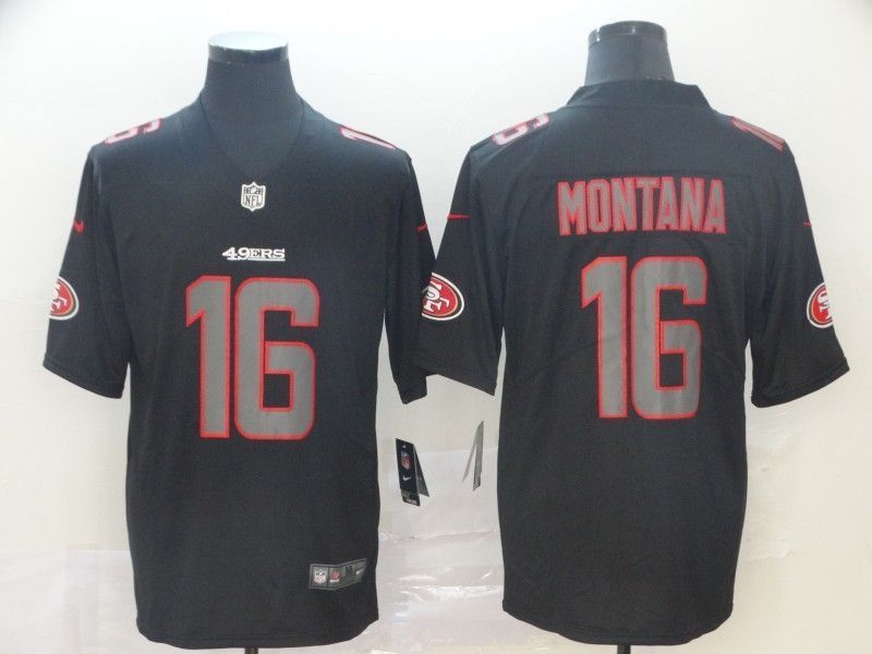 San Francisco 49ers Joe Montana 16 2020 Nfl Black Jersey Jersey