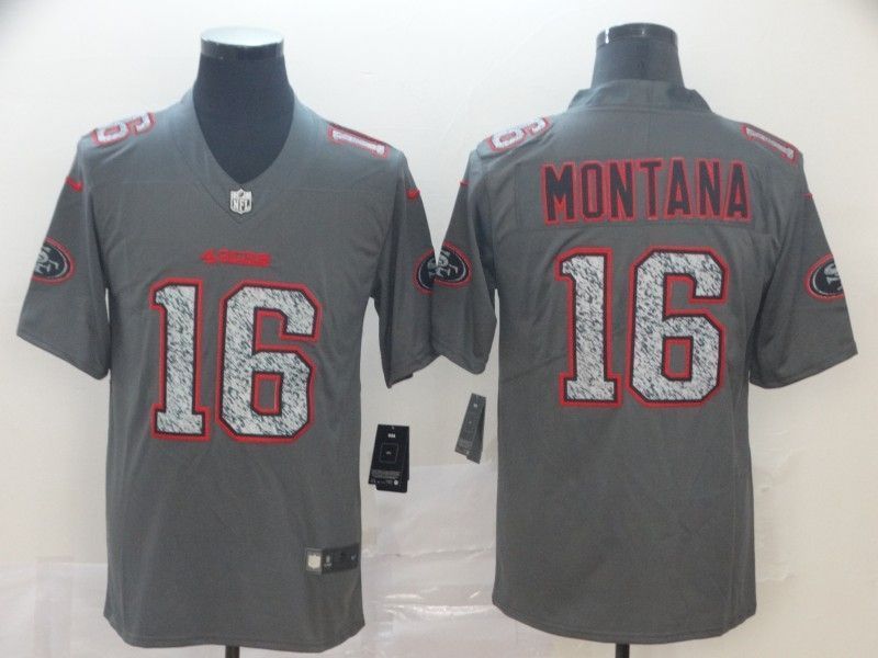 San Francisco 49ers Joe Montana 16 2020 Nfl Grey Jersey Jersey