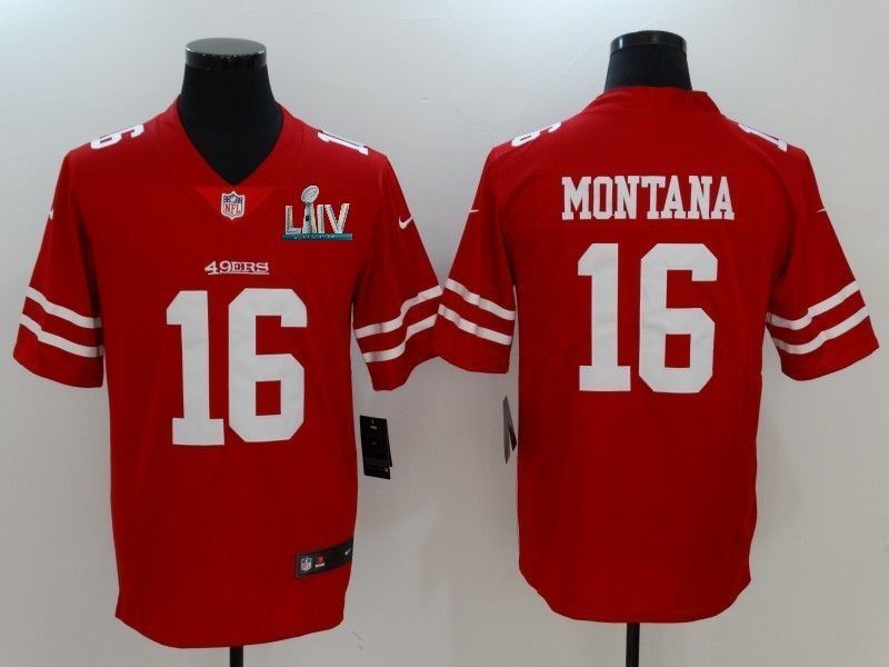 San Francisco 49ers Joe Montana 16 2020 Nfl Red Jersey Jersey