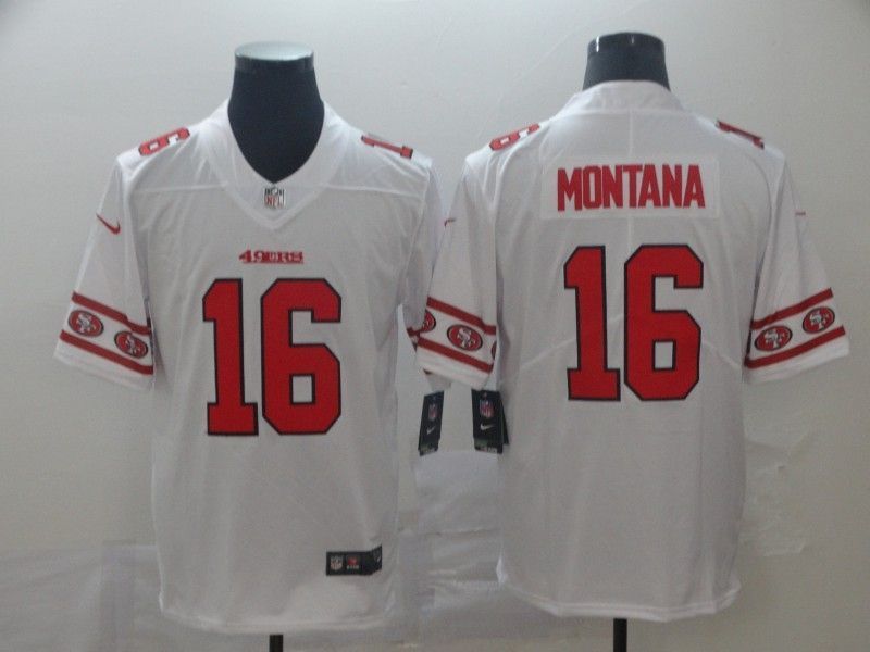San Francisco 49ers Joe Montana 16 2020 Nfl White Jersey Jersey