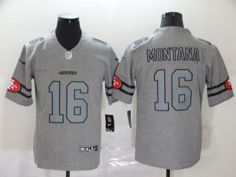 San Francisco 49ers Joe Montana 16 Nfl 2020 Grey Jersey