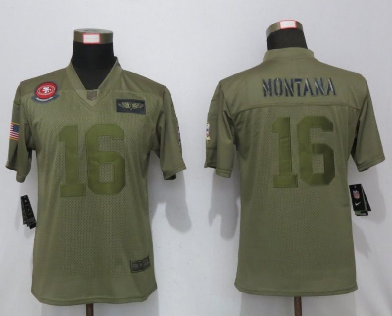 San Francisco 49ers Joe Montana 16 Nfl 2020 Moss Green Jersey