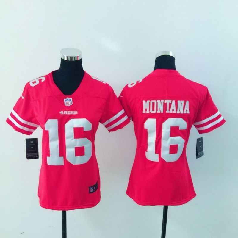San Francisco 49ers Joe Montana 16 Nfl 2020 Pink Womens Jersey