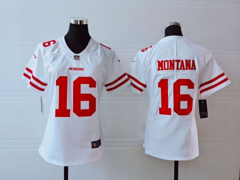 San Francisco 49ers Joe Montana 16 Nfl 2020 White Womens Jersey