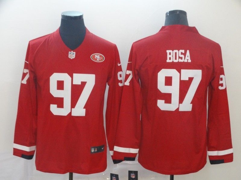 San Francisco 49ers Nick Bosa 97 2020 Nfl Red Long Sleeve Jersey Jersey