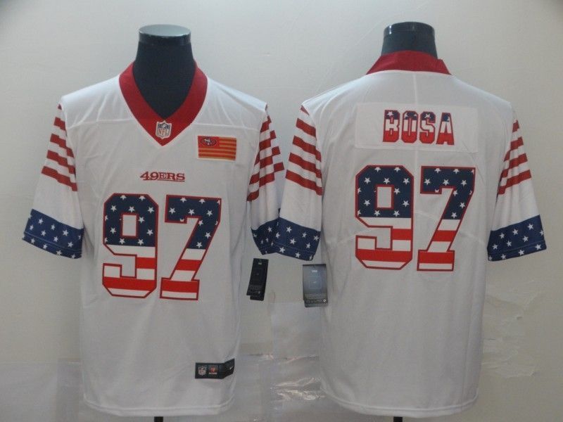 San Francisco 49ers Nick Bosa 97 American Flag 2020 Nfl White Jersey Jersey