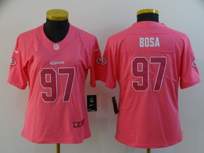 San Francisco 49ers Nick Bosa 97 Nfl 2020 Dark Pink Womens Jersey