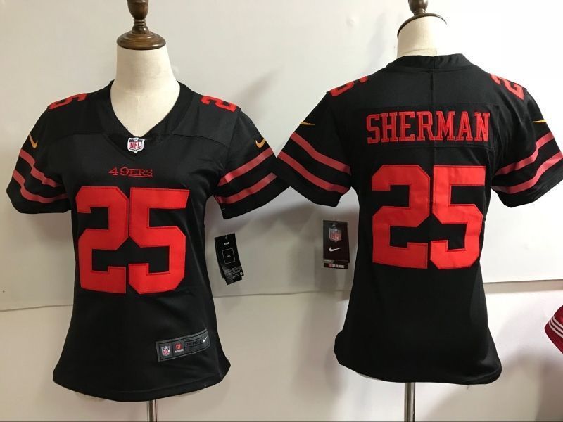 San Francisco 49ers Richard Sherman 25 2020 Nfl Black Womens Jersey Jersey