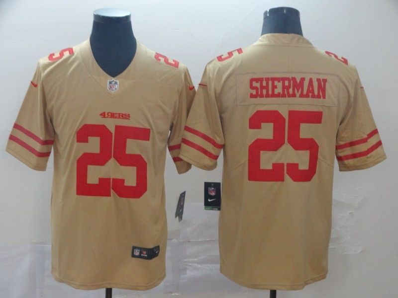 San Francisco 49ers Richard Sherman 25 2020 Nfl Golden Jersey Jersey