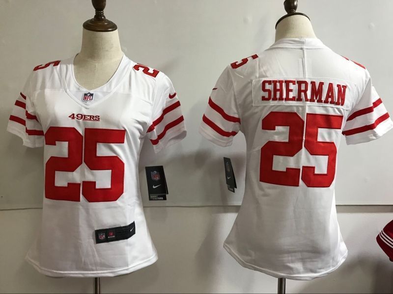 San Francisco 49ers Richard Sherman 25 2020 Nfl White Womens Jersey Jersey