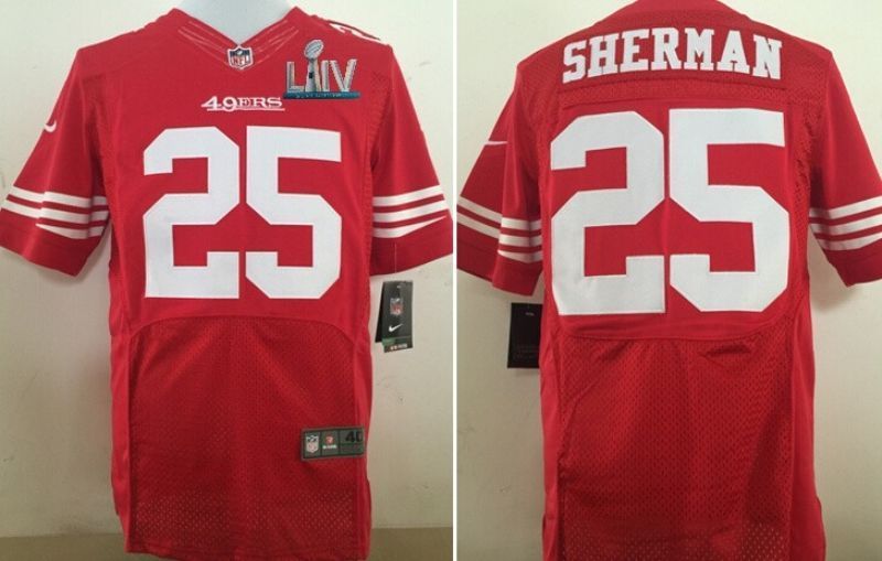San Francisco 49ers Richard Sherman 25 Super Bowl Liv 2020 Nfl Red Jersey Jersey