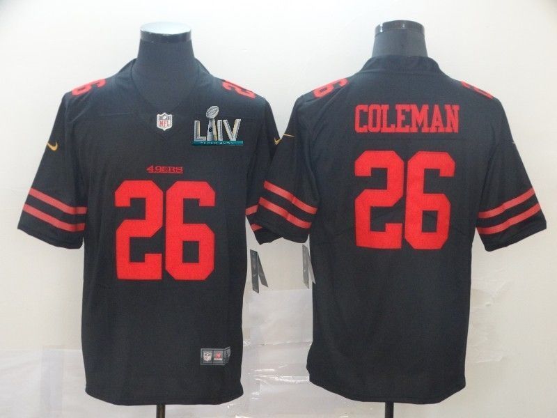 San Francisco 49ers Tevin Coleman 26 2020 Nfl Black Jersey Jersey