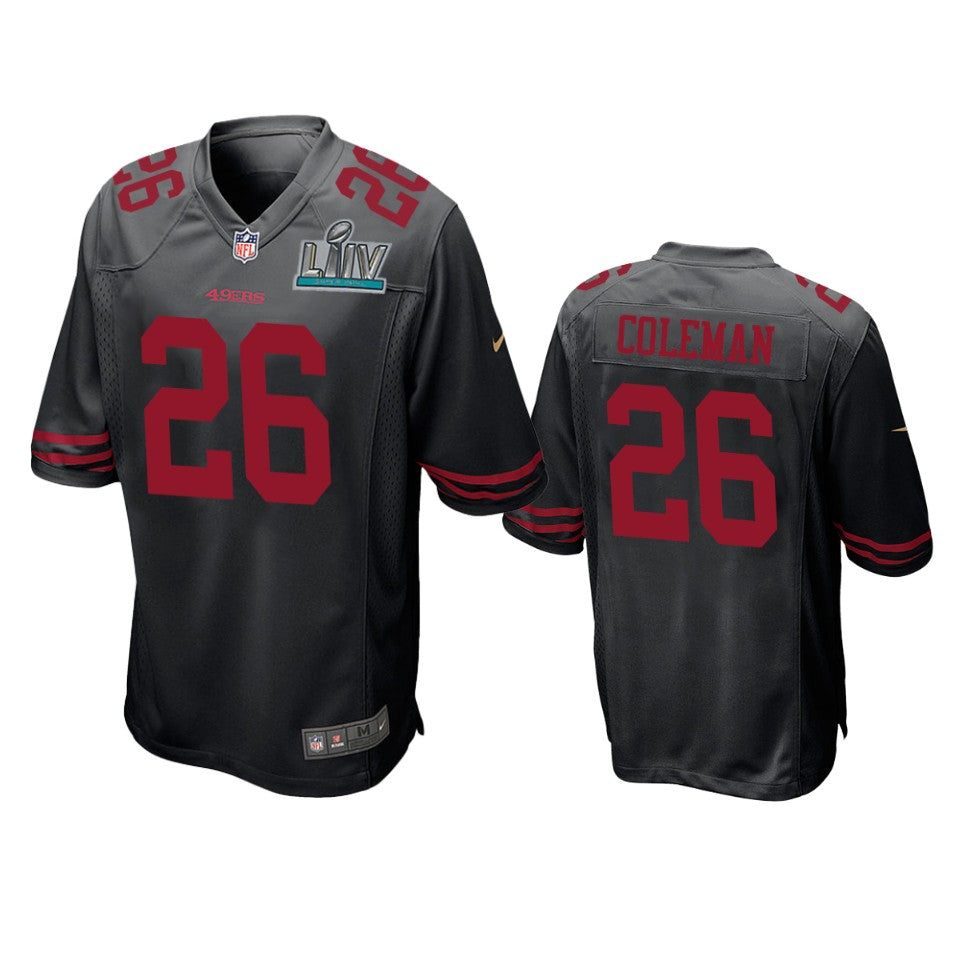 San Francisco 49ers Tevin Coleman Black Super Bowl Liv Game Jersey