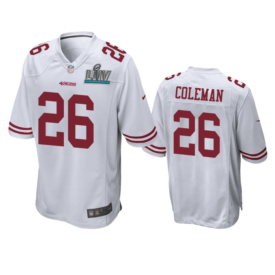 San Francisco 49ers Tevin Coleman White Super Bowl Liv Game Jersey