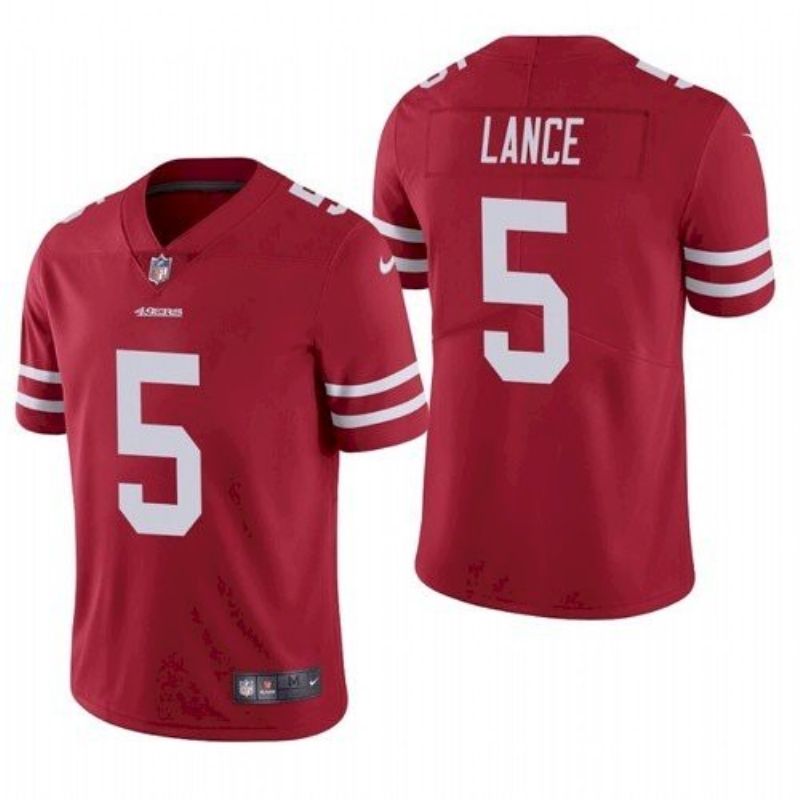 San Francisco 49ers Trey Lance 5 2021 Draft Nfl Red Jersey For Fans