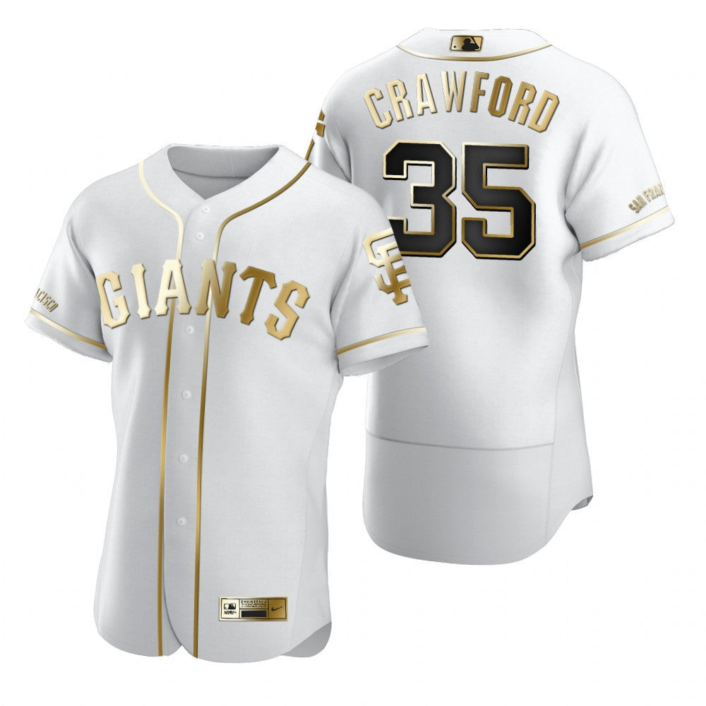 San Francisco Giants 35 On Crawford Mlb Golden Brandedition White Jersey Gift For Giants Fans
