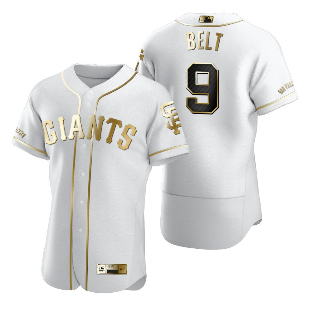 San Francisco Giants 9 On Belt Mlb Golden Brandedition White Jersey Gift For Giants Fans