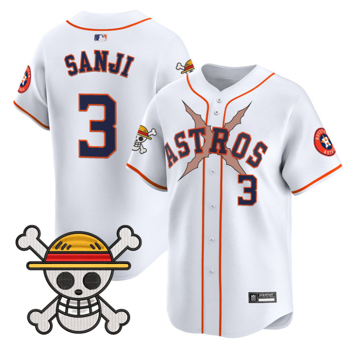Sanji Jersey #3 Houston Astros One Piece 2025 Vapor Limited Stitched White
