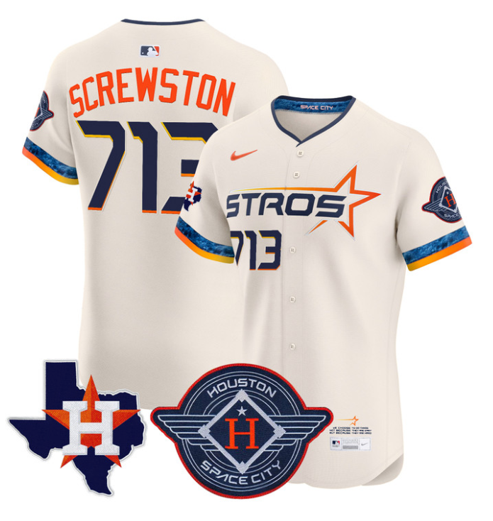 Screwston Jersey #713 Houston Astros 2025 City Connect Texas Patch Premier Elite