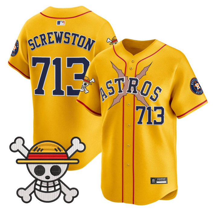 Screwston Jersey #713 Houston Astros One Piece 2025 Limited Stitched Gold