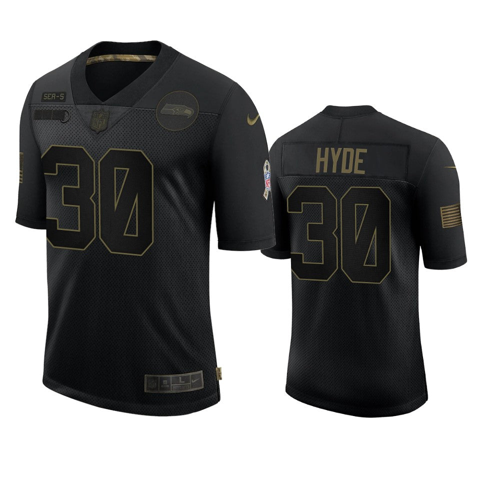 Seahawks Carlos Hyde Limited Jersey Black 2020 Salute To Service