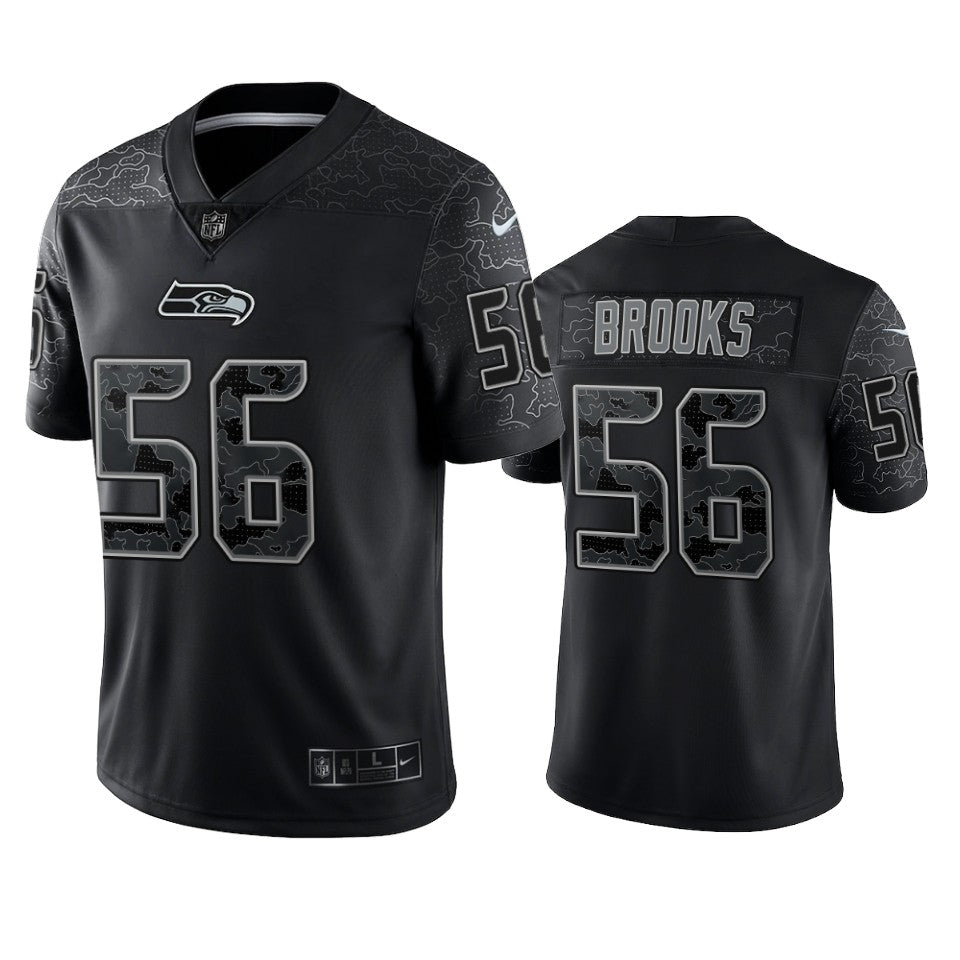 Seahawks Jordyn Brooks Reflective Limited Black Jersey Mens