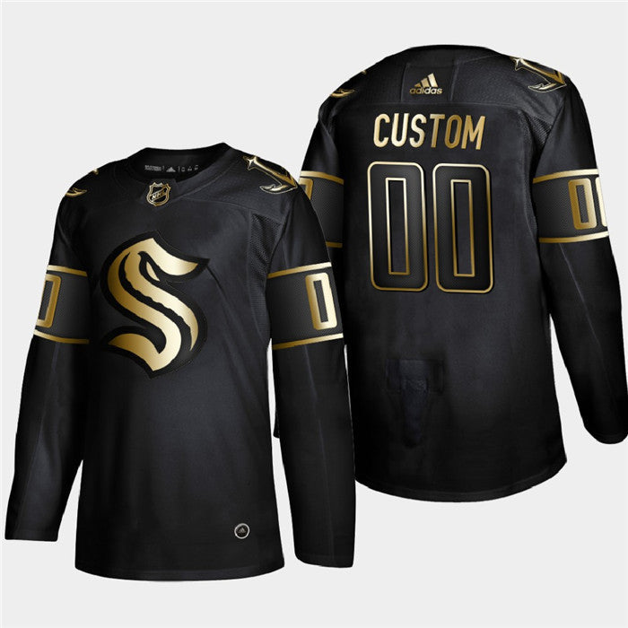 Seattle Kraken Custom Black Golden Edition Limited Stitched NHL Jersey