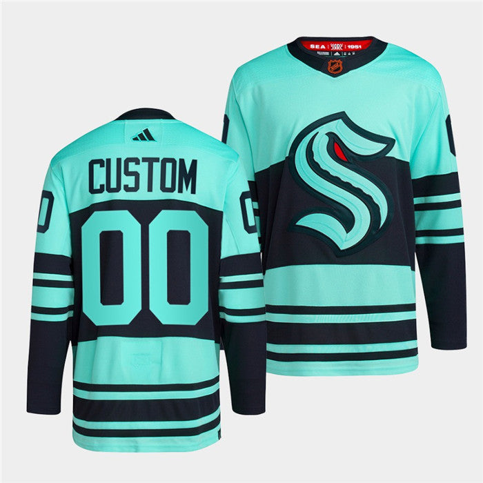 Seattle Kraken Custom Ice Blue 2022-23 Reverse Retro Stitched Jersey