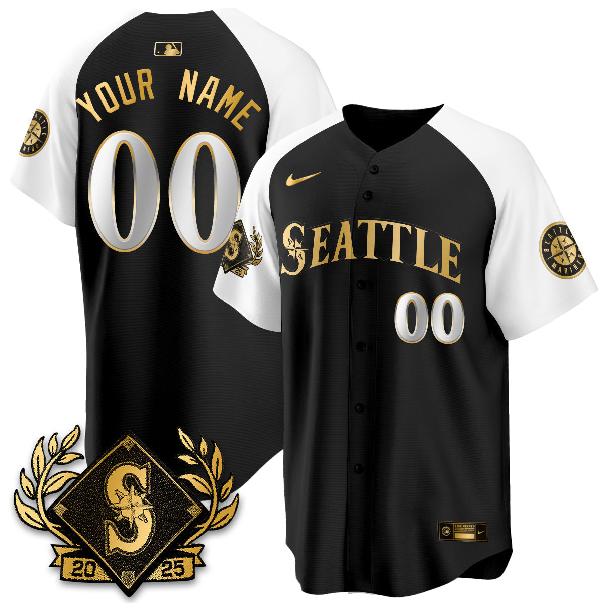 Seattle Mariners 2025 Series Gold Champions Custom Jersey All Stitched