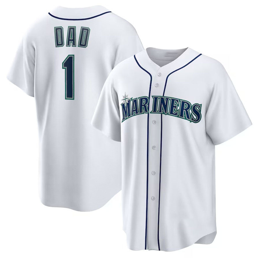 Seattle Mariners #1 Dad Home Replica Jersey White Stitched Baseball Jersey