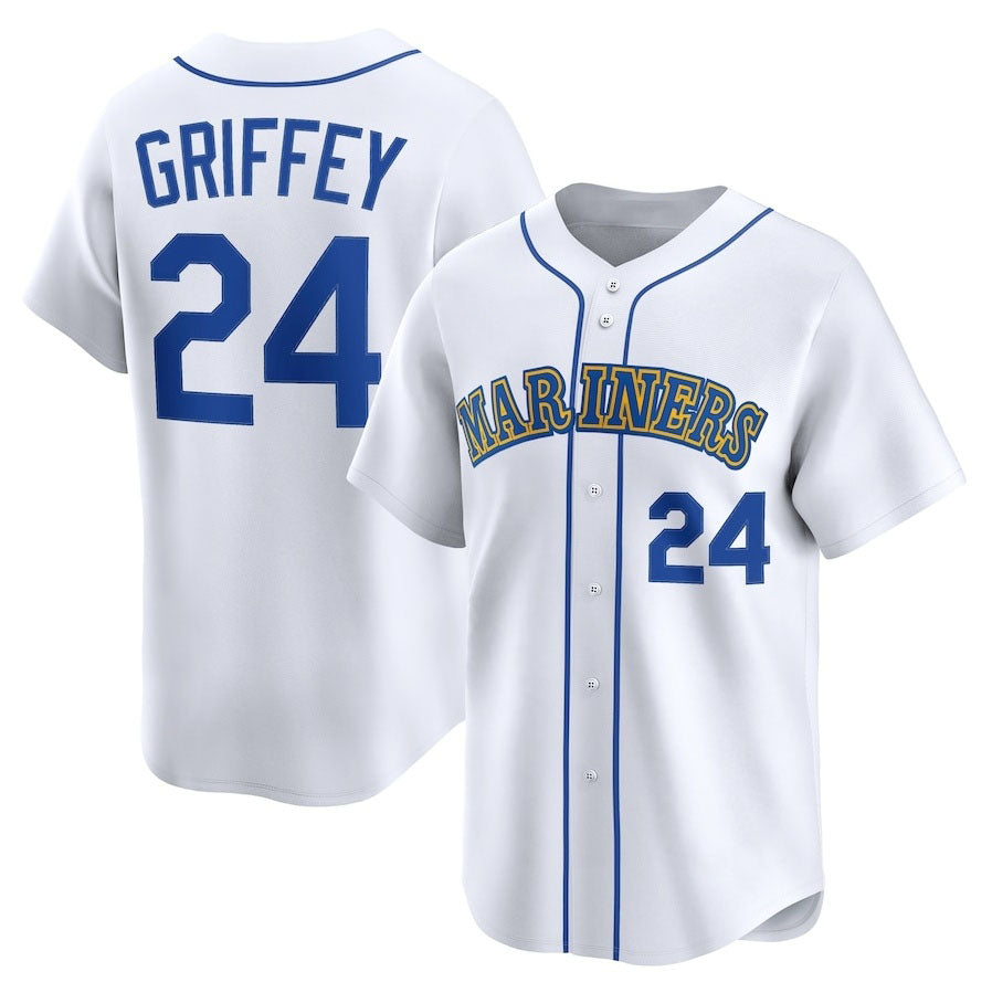 Seattle Mariners #24 Ken Griffey Jr. Throwback Cooperstown Collection Limited Je