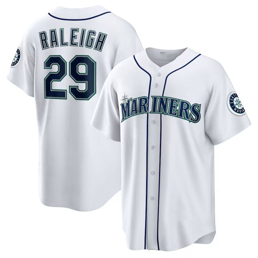 Seattle Mariners #29 Cal Raleigh Home Replica Jersey White Stitched Baseball J