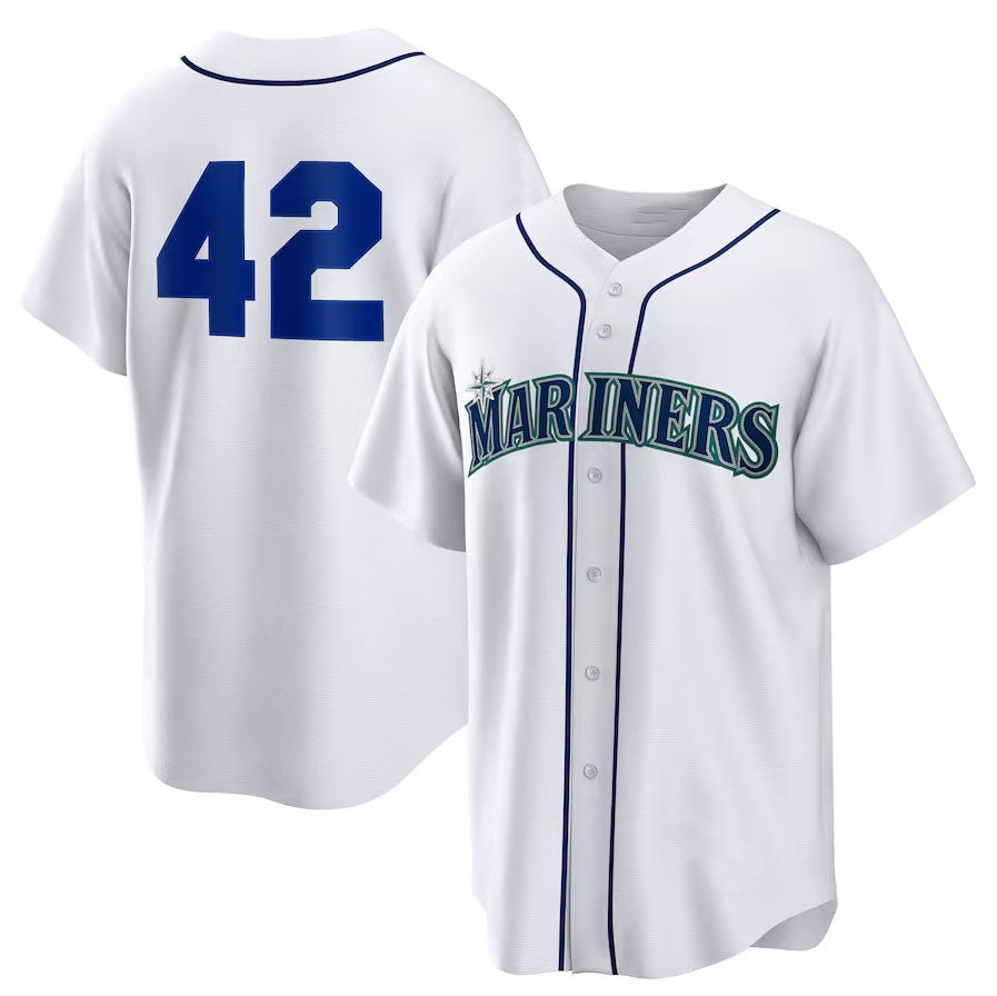 Seattle Mariners Home 2025 Jackie Robinson Day Replica Jersey White Stitched B