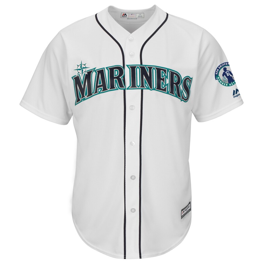 Seattle Mariners Majestic Griffey Retirement Day Patch Cool Base Team Jersey White