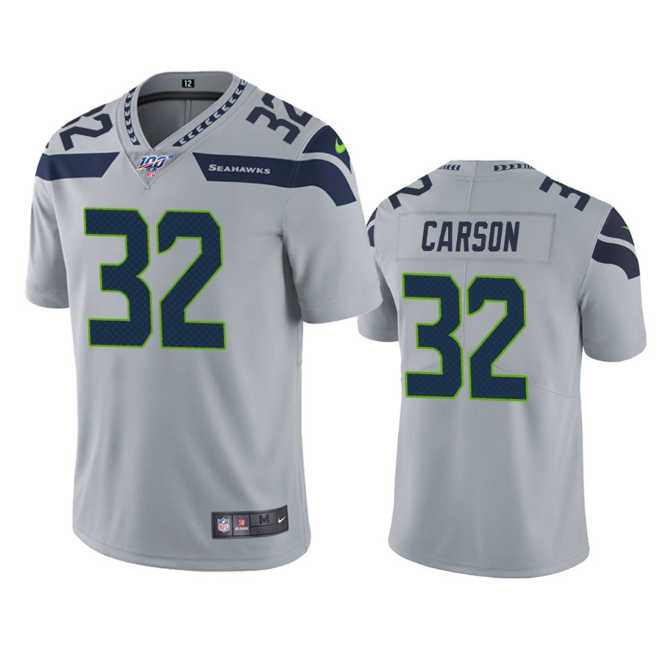 Seattle Seahawks Chris Carson Gray 100th Season Vapor Limited Jersey