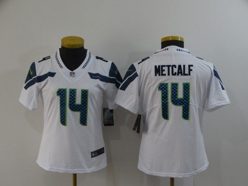 Seattle Seahawks Dk Metcalf 14 Nfl 2020 White Womens Jersey