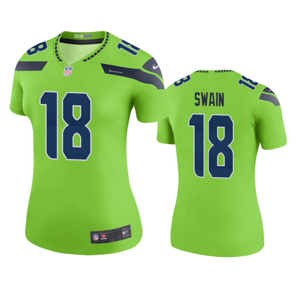 Seattle Seahawks Freddie Swain Green Color Rush Legend Jersey