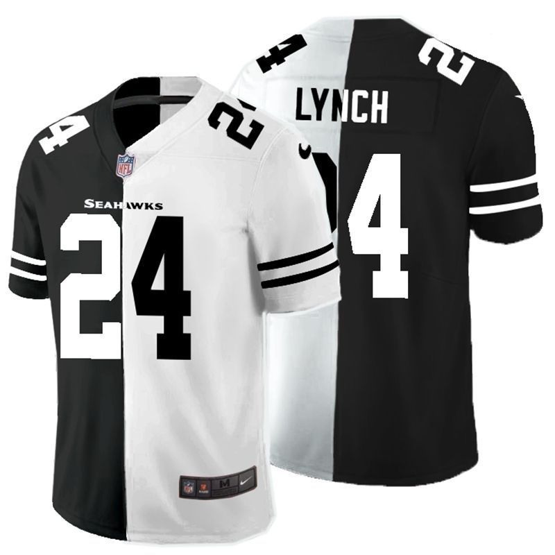Seattle Seahawks Marshawn Lynch 24 Nfl 2020 Black And White Jersey