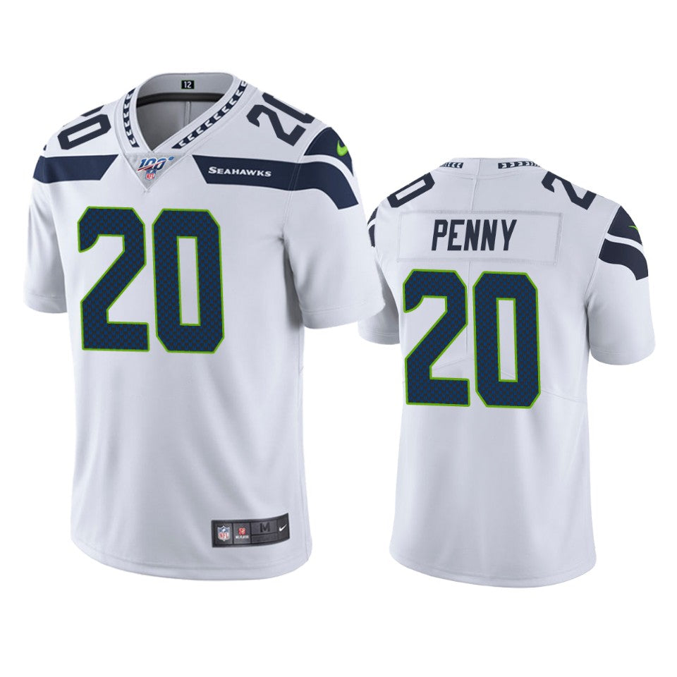 Seattle Seahawks Rashaad Penny White 100th Season Vapor Limited Jersey