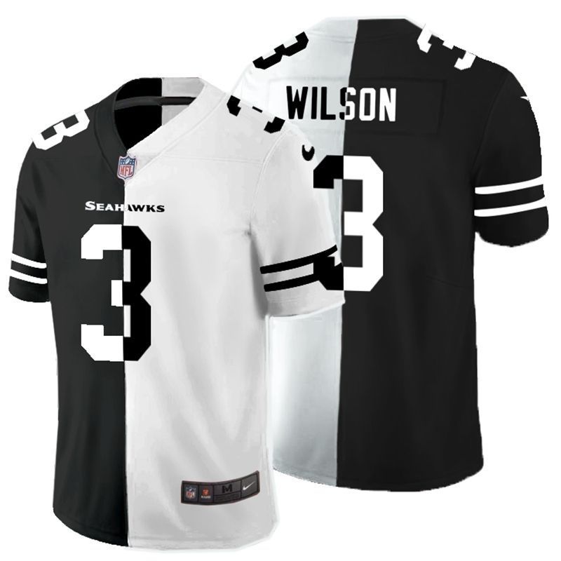 Seattle Seahawks Russell Wilson 3 Nfl 2020 Black And White Jersey
