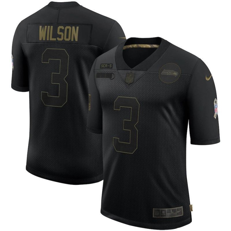 Seattle Seahawks Russell Wilson 3 Nfl 2020 Black Jersey