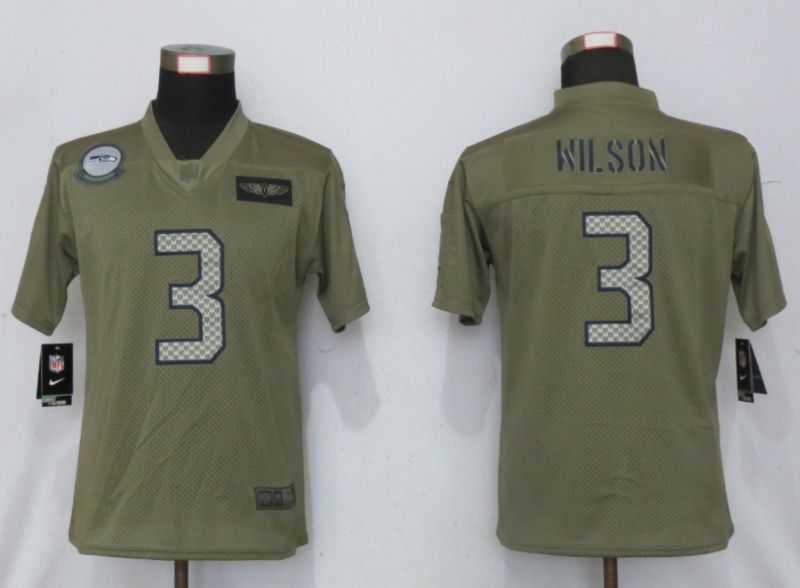 Seattle Seahawks Russell Wilson 3 Nfl 2020 Moss Green Jersey