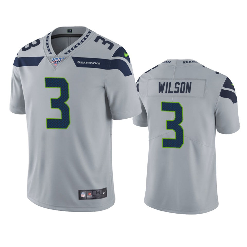 Seattle Seahawks Russell Wilson Gray 100th Season Vapor Limited Jersey