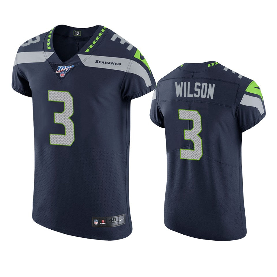 Seattle Seahawks Russell Wilson Navy 100th Season Vapor Elite Jersey