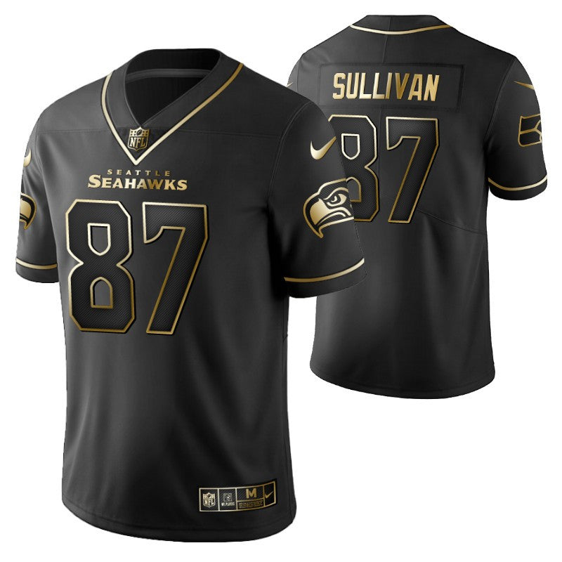 Seattle Seahawks Stephen Sullivan 87 2021 Nfl Golden Brandedition Black Jersey Gift For Seahawks Fans