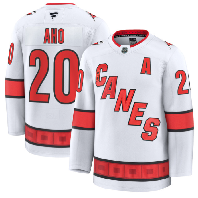 Sebastian Aho Jersey #20 Carolina Hurricanes Premium All Stitched White