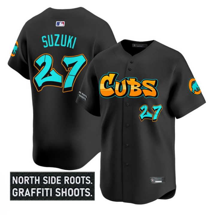 Seiya Suzuki Jersey #27 Chicago Cubs Graffiti North Side Edition Stitched Black