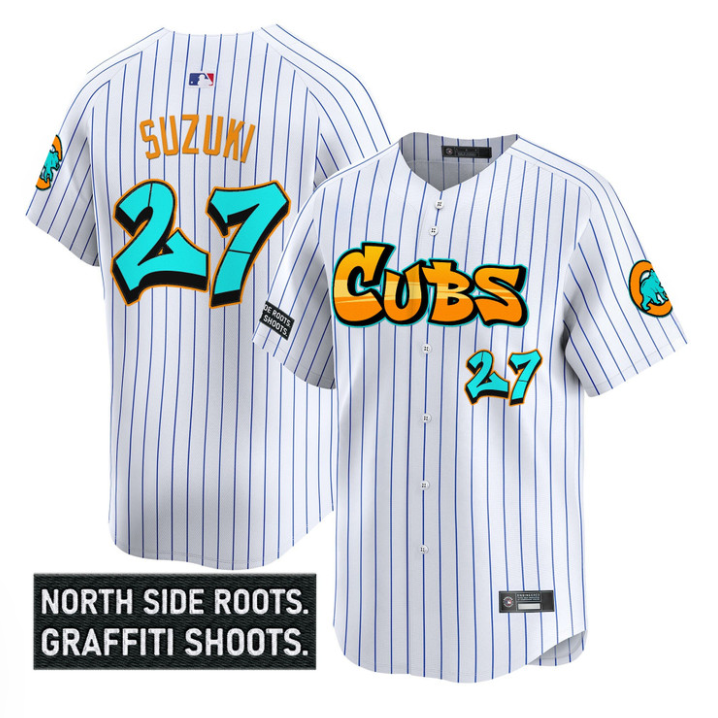 Seiya Suzuki Jersey #27 Chicago Cubs Graffiti North Side Edition Stitched White